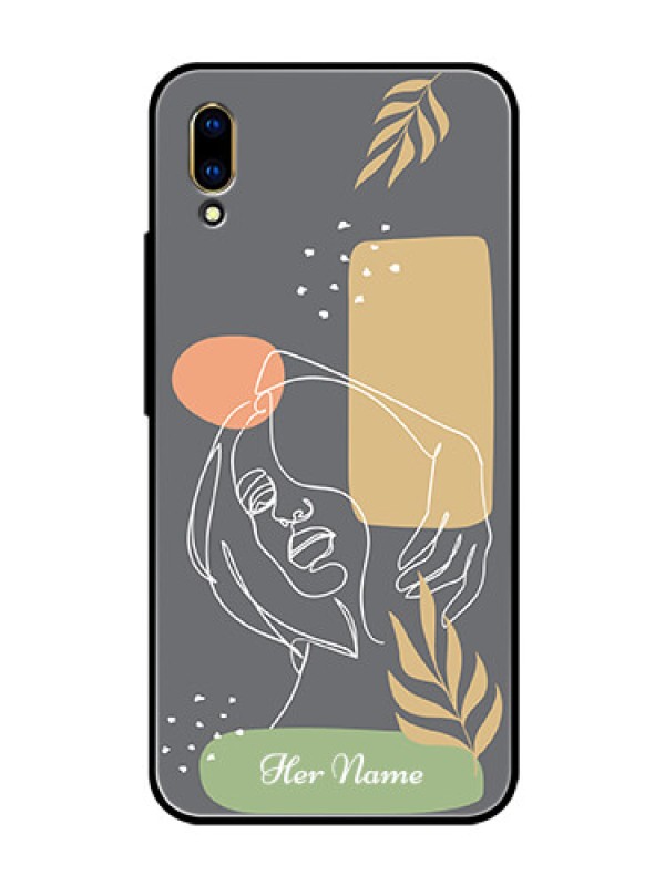 Custom Vivo V11 Pro Custom Glass Phone Case - Gazing Woman line art Design