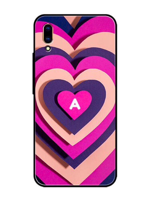 Custom Vivo V11 Pro Custom Glass Mobile Case - Cute Heart Pattern Design
