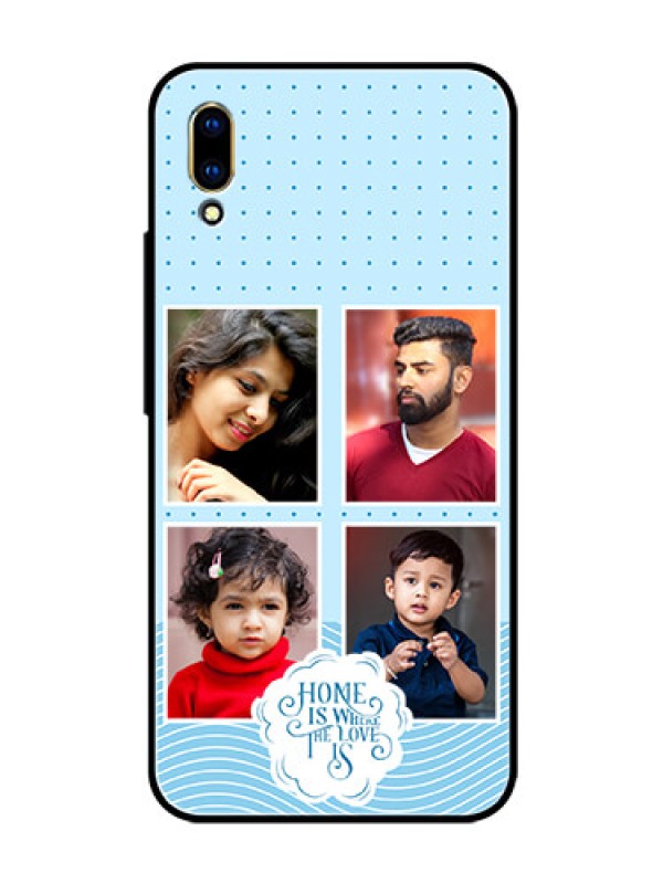 Custom Vivo V11 Pro Custom Glass Phone Case - Cute love quote with 4 pic upload Design