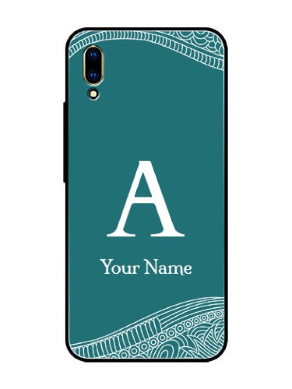Custom Vivo V11 Pro Personalized Glass Phone Case - line art pattern with custom name Design