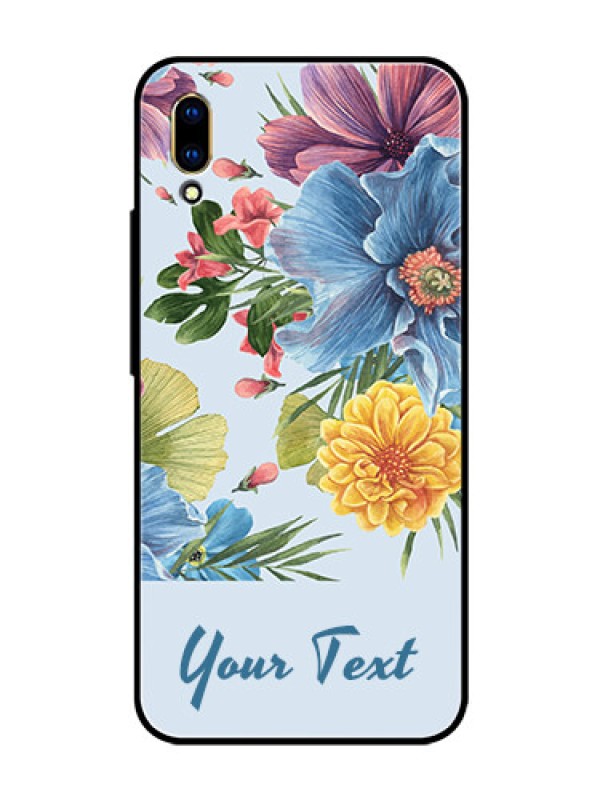Custom Vivo V11 Pro Custom Glass Mobile Case - Stunning Watercolored Flowers Painting Design