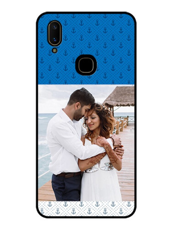 Custom Vivo V11 Photo Printing on Glass Case  - Blue Anchors Design