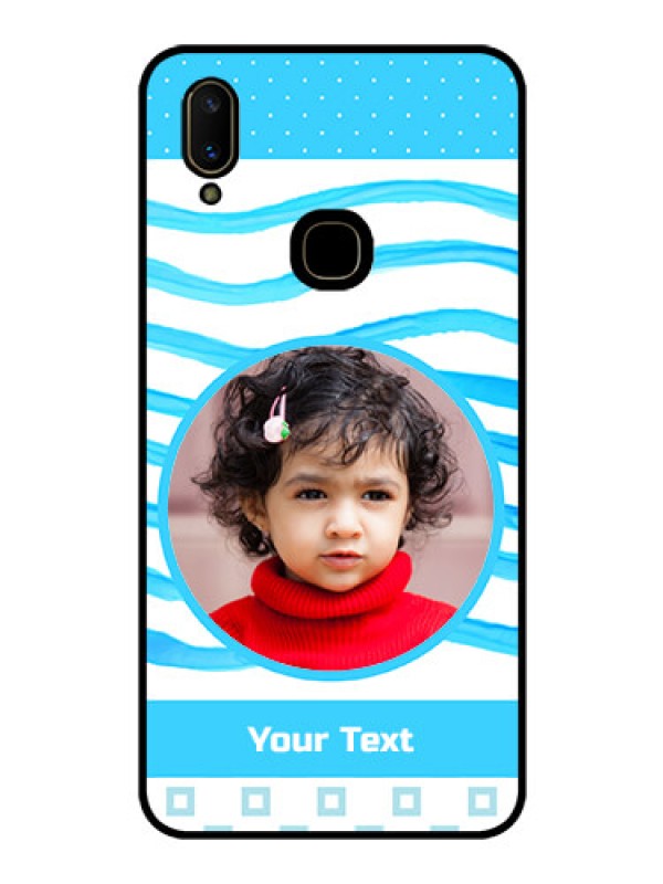 Custom Vivo V11 Custom Glass Phone Case  - Simple Blue Case Design