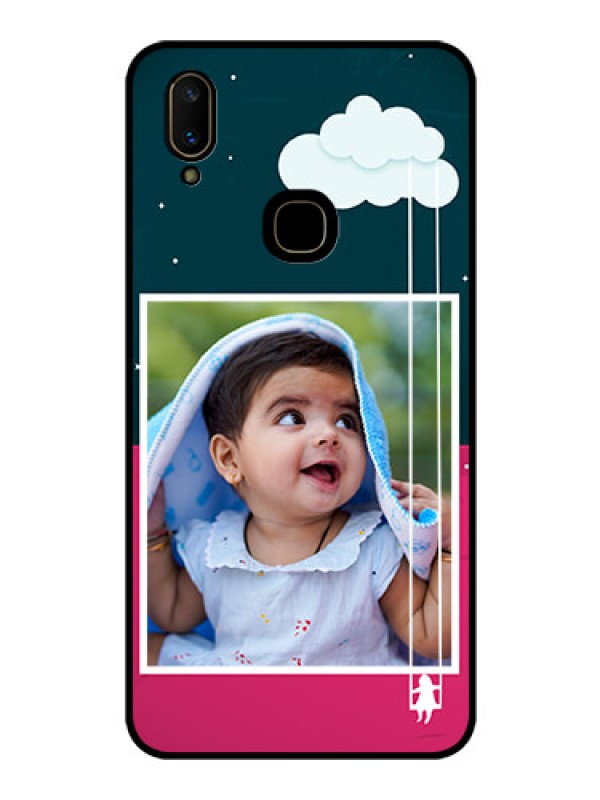 Custom Vivo V11 Custom Glass Phone Case  - Cute Girl with Cloud Design