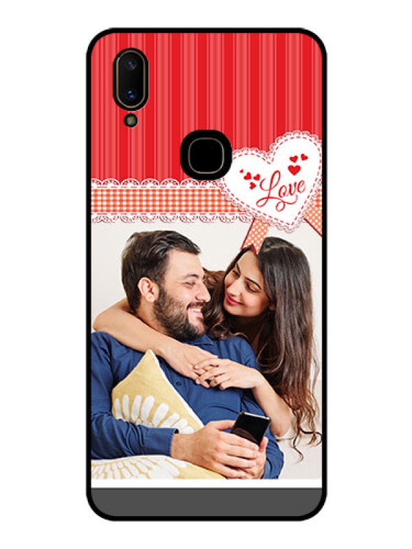 Custom Vivo V11 Custom Glass Mobile Case  - Red Love Pattern Design