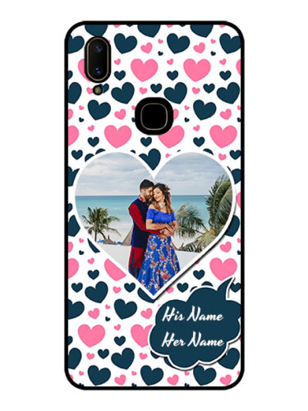 Custom Vivo V11 Custom Glass Phone Case  - Pink & Blue Heart Design