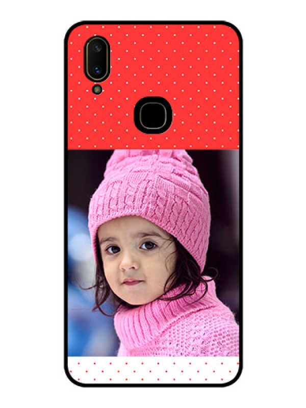 Custom Vivo V11 Photo Printing on Glass Case  - Red Pattern Design