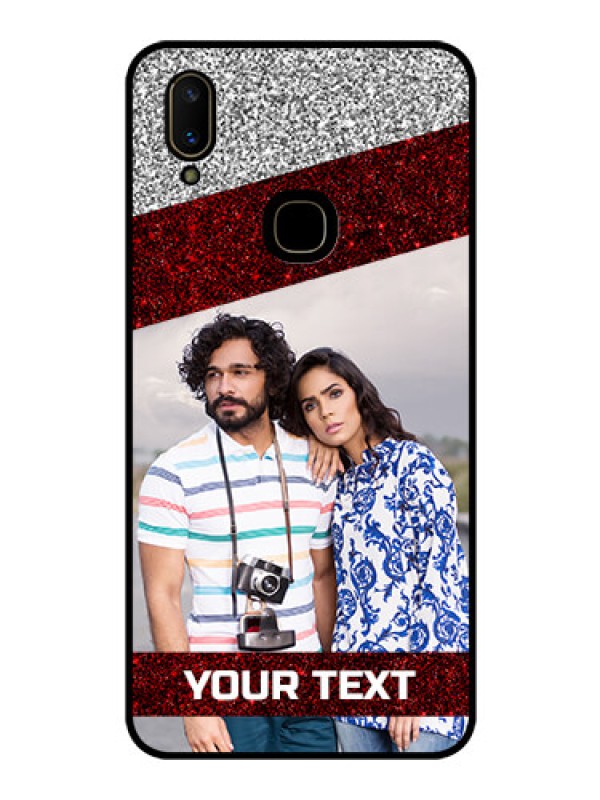 Custom Vivo V11 Personalized Glass Phone Case  - Image Holder with Glitter Strip Design