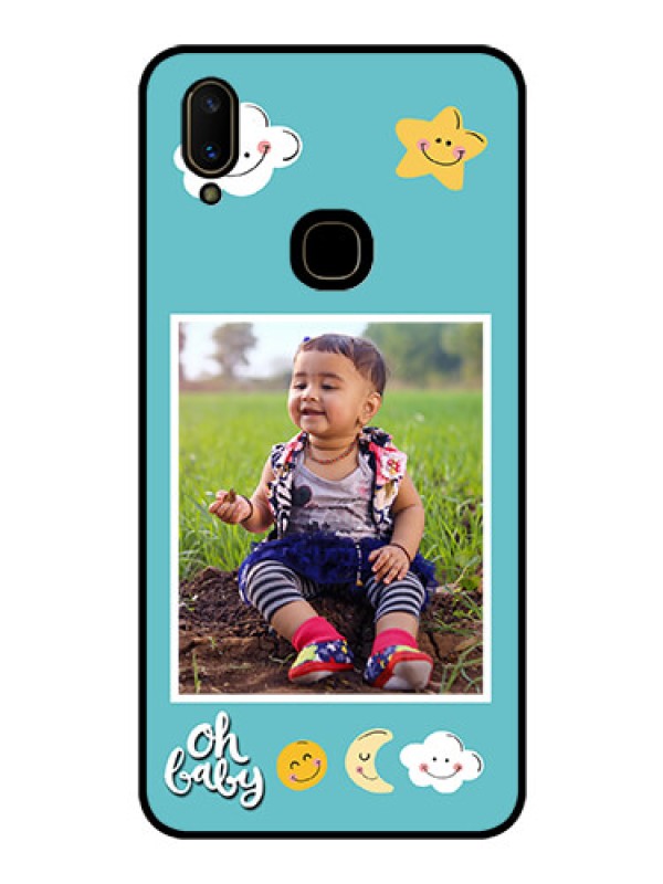 Custom Vivo V11 Personalized Glass Phone Case  - Smiley Kids Stars Design