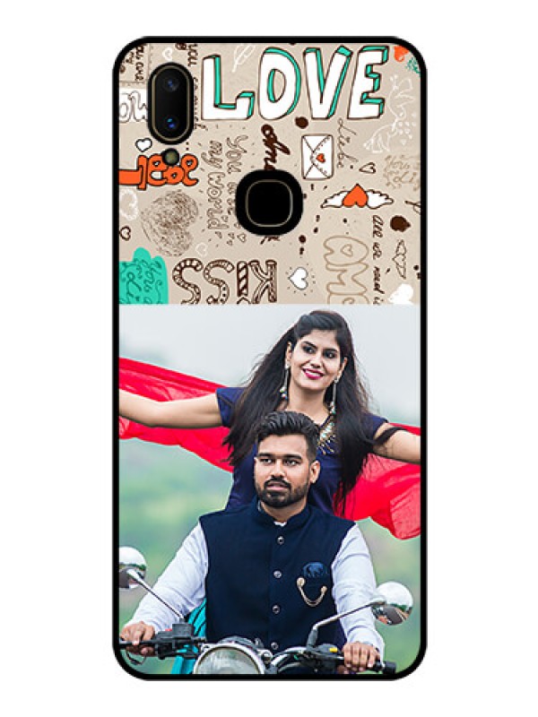 Custom Vivo V11 Custom Glass Phone Case  - Love Doodle Pattern 