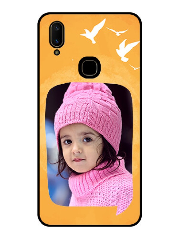 Custom Vivo V11 Personalized Glass Phone Case  - Water Color Design with Bird Icons