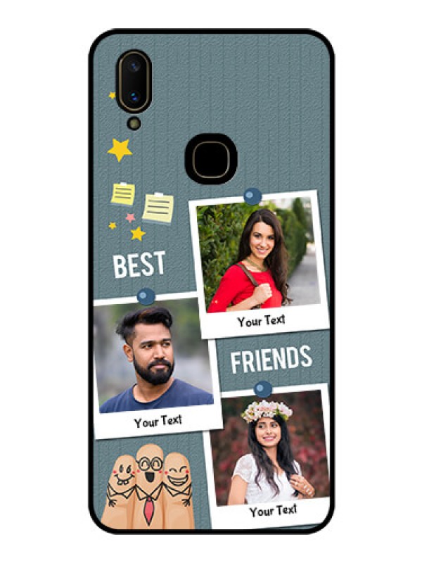 Custom Vivo V11 Personalized Glass Phone Case  - Sticky Frames and Friendship Design