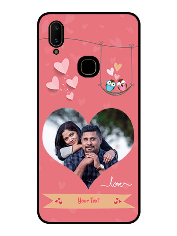 Custom Vivo V11 Personalized Glass Phone Case  - Peach Color Love Design 