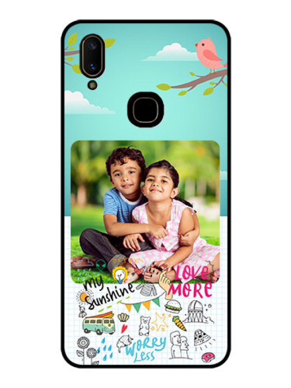 Custom Vivo V11 Photo Printing on Glass Case  - Doodle love Design