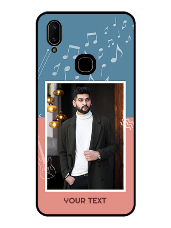 Custom Vivo V11 Photo Printing on Glass Case  - with Color Musical Note Design
