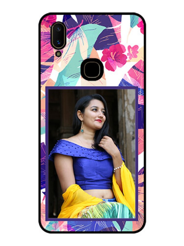 Custom Vivo V11 Custom Glass Mobile Case  - Abstract Floral Design