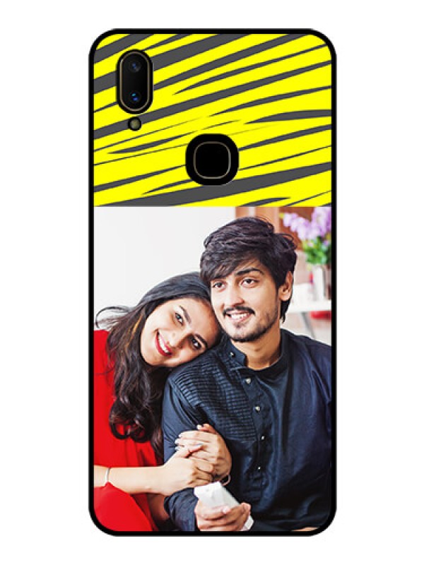 Custom Vivo V11 Photo Printing on Glass Case  - Yellow Abstract Design