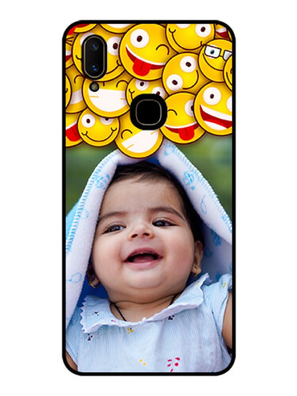 Custom Vivo V11 Custom Glass Mobile Case  - with Smiley Emoji Design