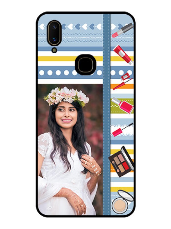 Custom Vivo V11 Personalized Glass Phone Case  - Makeup Icons Design