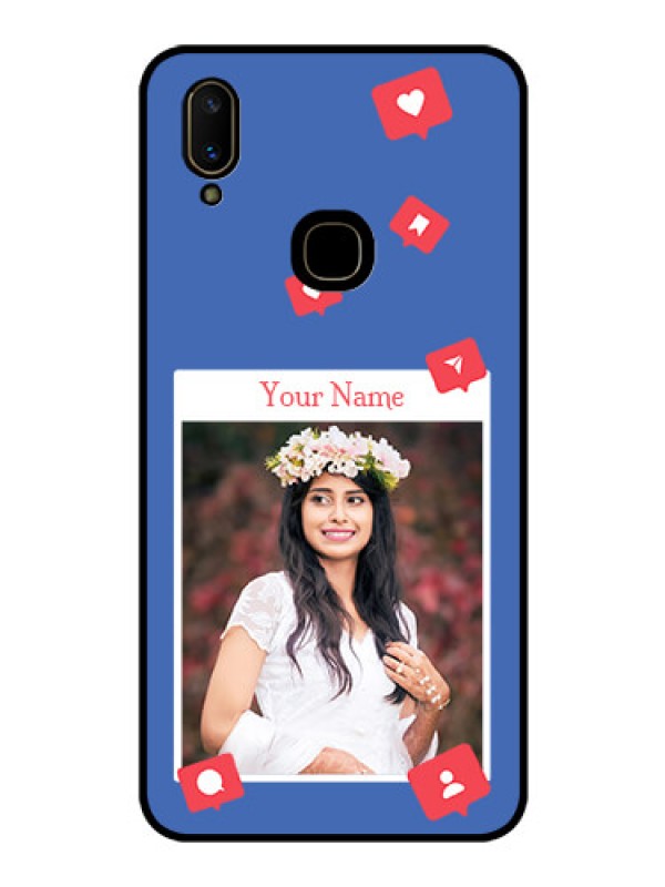 Custom Vivo V11 Custom Glass Phone Case - Like Share And Comment Design