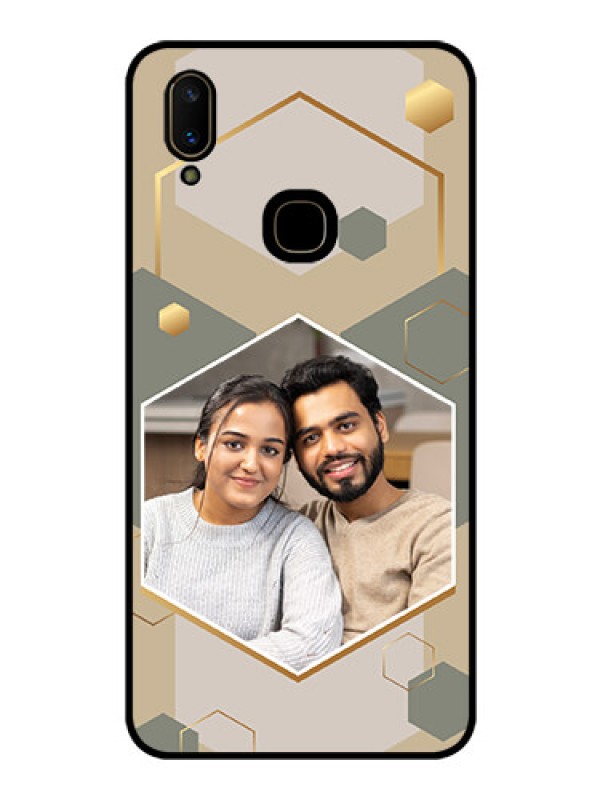 Custom Vivo V11 Photo Printing on Glass Case - Stylish Hexagon Pattern Design