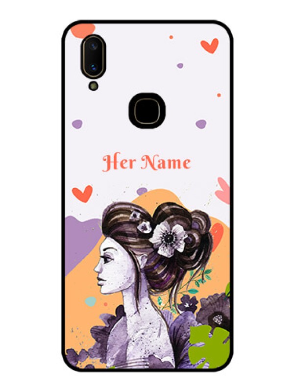 Custom Vivo V11 Personalized Glass Phone Case - Woman And Nature Design
