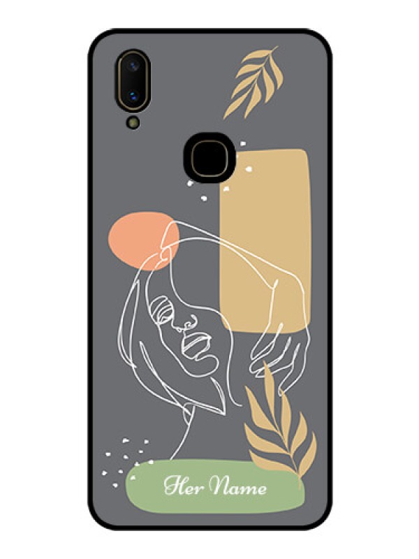 Custom Vivo V11 Custom Glass Phone Case - Gazing Woman line art Design