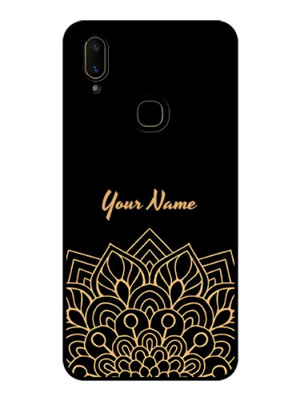 Custom Vivo V11 Custom Glass Phone Case - Golden mandala Design