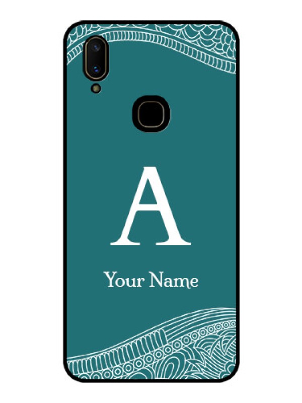 Custom Vivo V11 Personalized Glass Phone Case - line art pattern with custom name Design