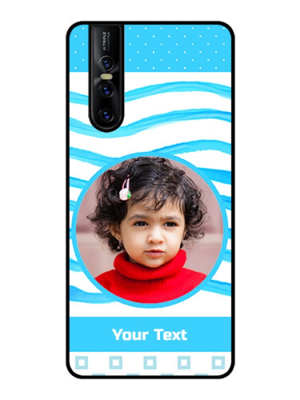 Custom Vivo V15 Pro Custom Glass Phone Case  - Simple Blue Case Design