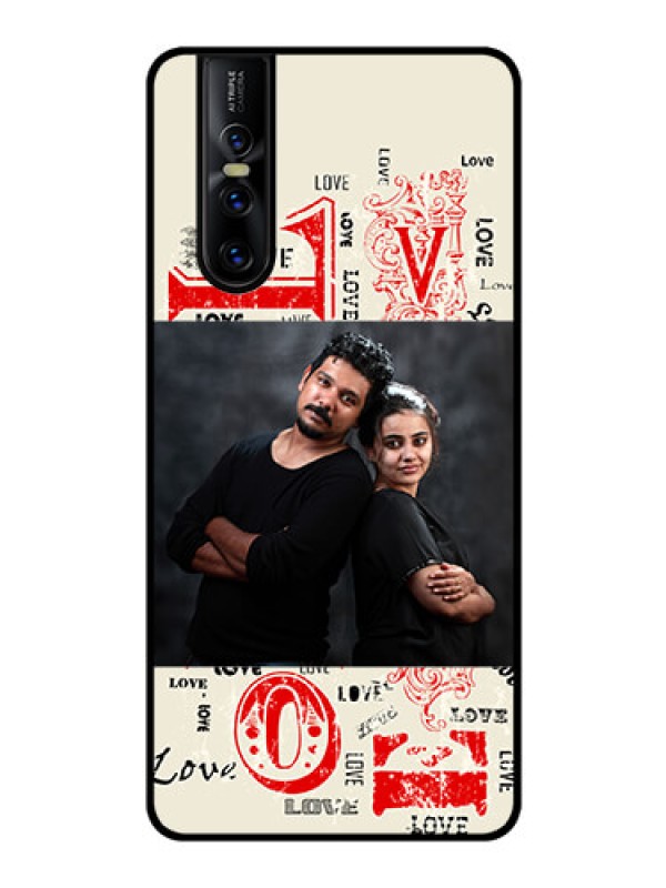 Custom Vivo V15 Pro Photo Printing on Glass Case  - Trendy Love Design Case