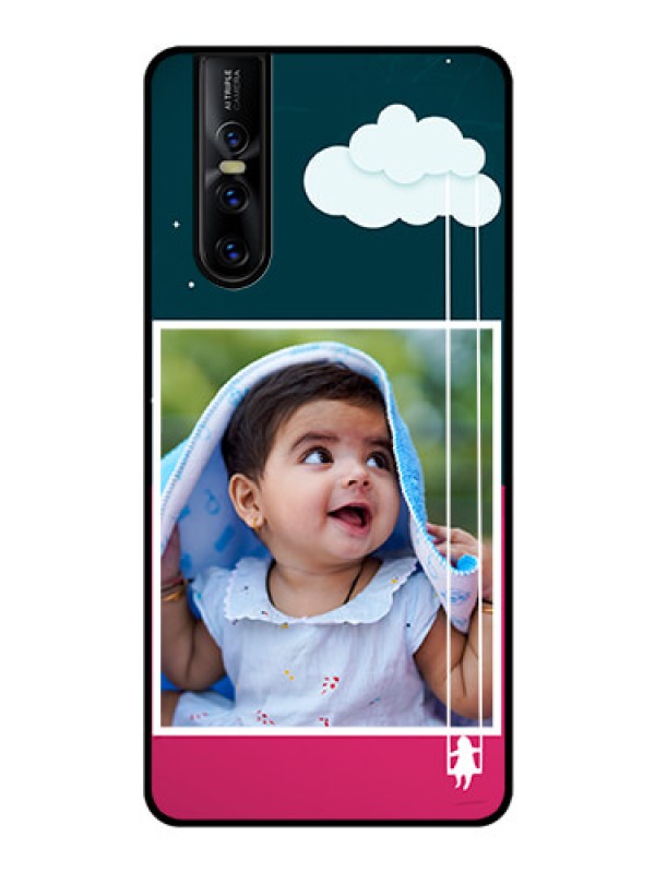 Custom Vivo V15 Pro Custom Glass Phone Case  - Cute Girl with Cloud Design