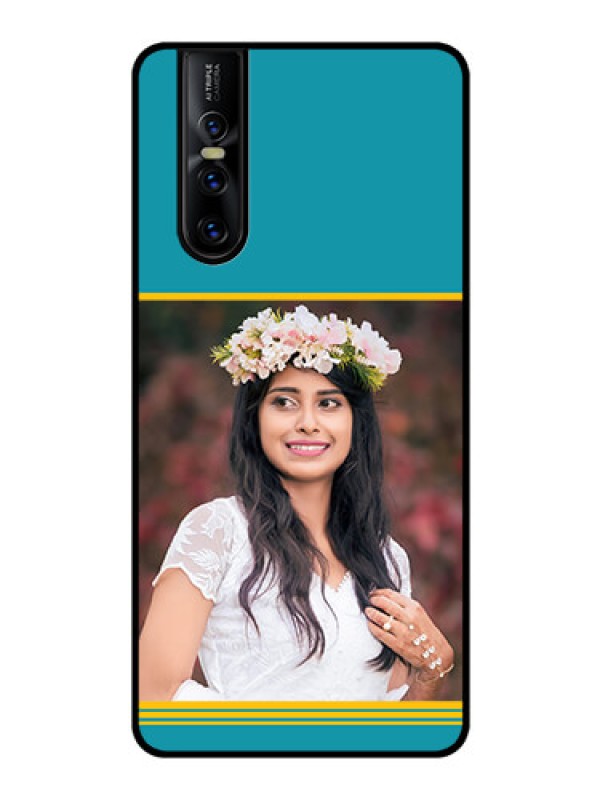Custom Vivo V15 Pro Custom Glass Phone Case  - Yellow & Blue Design 