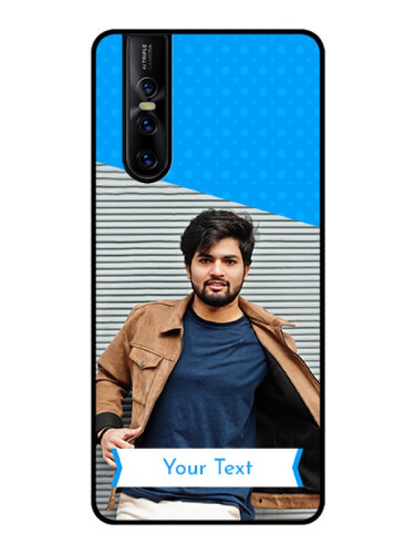 Custom Vivo V15 Pro Photo Printing on Glass Case  - Simple Blue Color Design