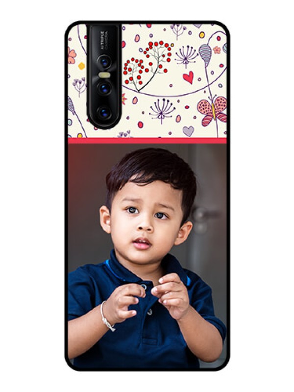Custom Vivo V15 Pro Custom Glass Mobile Case  - Premium Floral Design