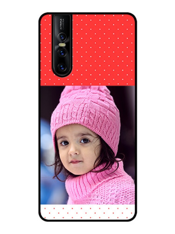 Custom Vivo V15 Pro Photo Printing on Glass Case  - Red Pattern Design