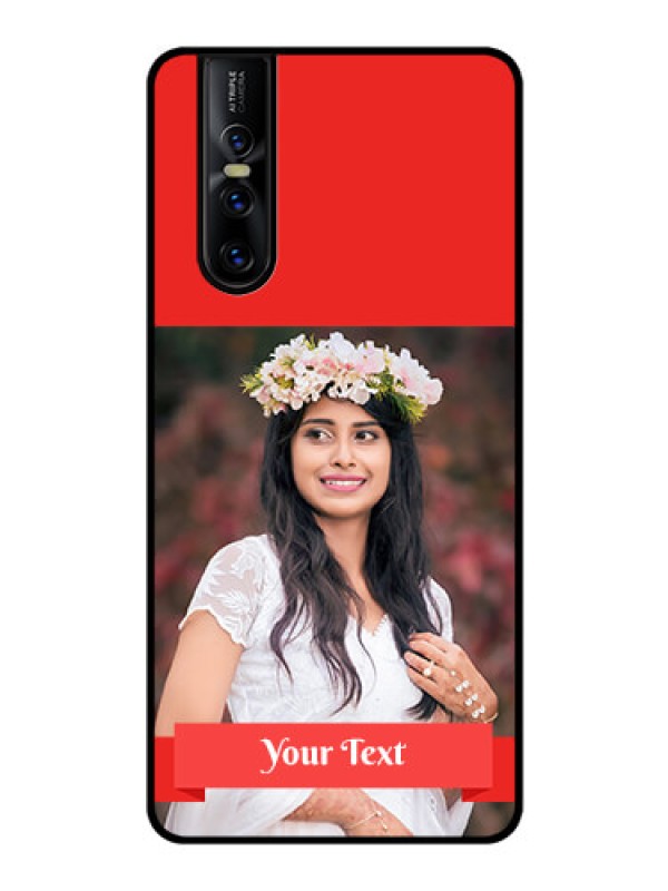 Custom Vivo V15 Pro Custom Glass Phone Case  - Simple Red Color Design