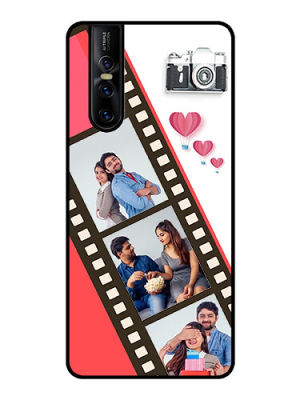 Custom Vivo V15 Pro Personalized Glass Phone Case  - 3 Image Holder with Film Reel
