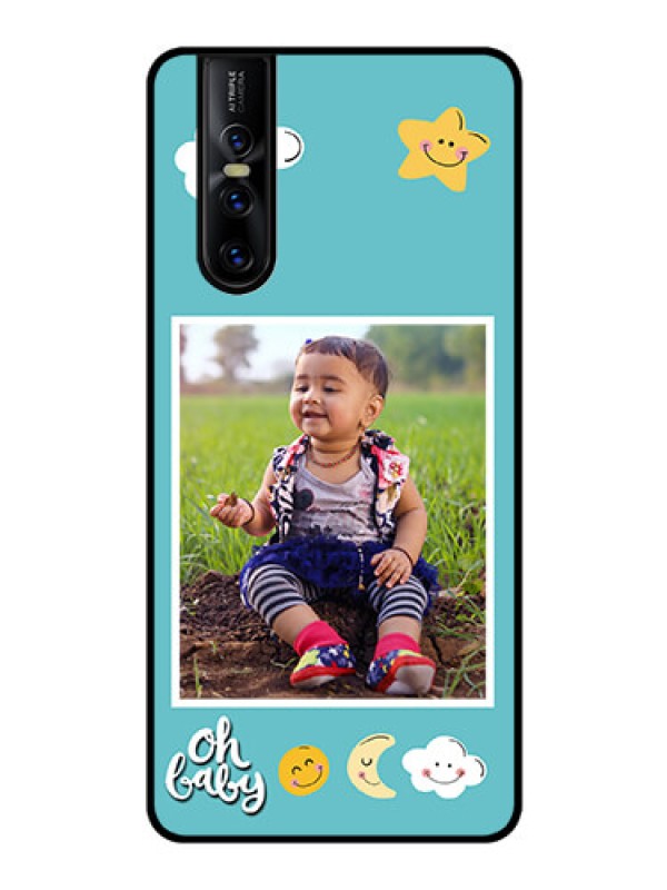 Custom Vivo V15 Pro Personalized Glass Phone Case  - Smiley Kids Stars Design