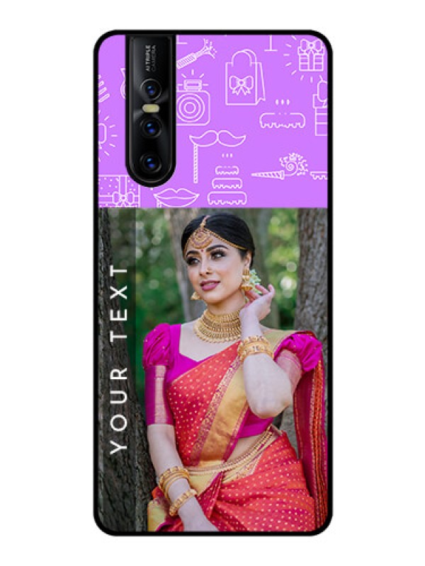 Custom Vivo V15 Pro Custom Glass Mobile Case  - Birthday Icons Design
