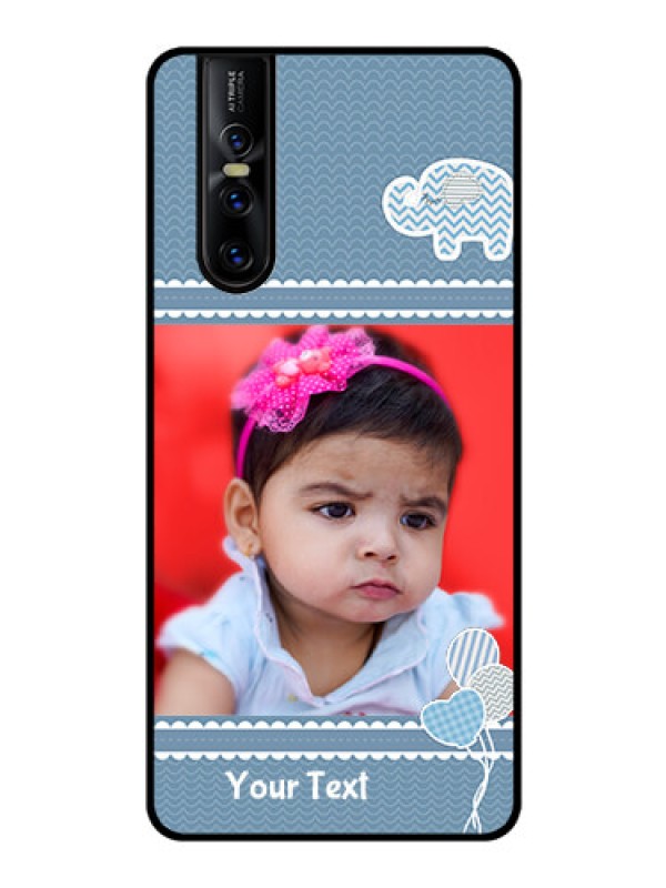 Custom Vivo V15 Pro Photo Printing on Glass Case  - with Kids Pattern Design