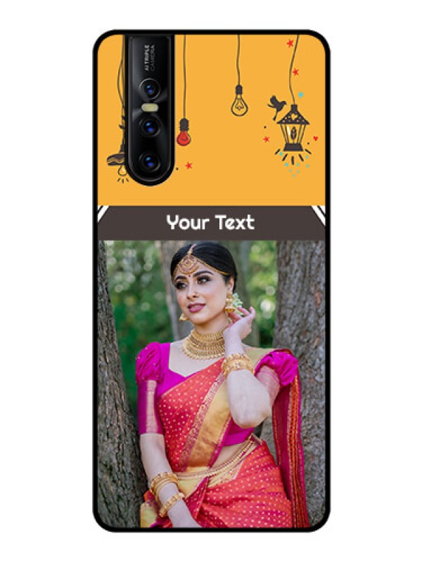 Custom Vivo V15 Pro Custom Glass Mobile Case  - with Family Picture and Icons 