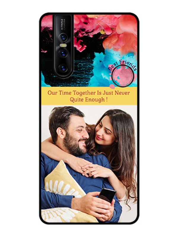 Custom Vivo V15 Pro Custom Glass Mobile Case  - Quote with Acrylic Painting Design