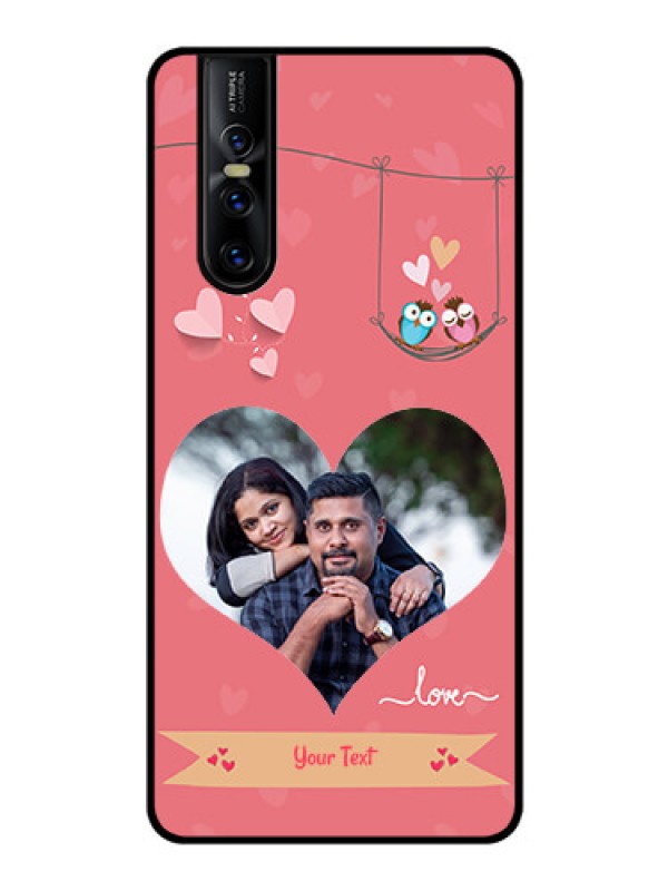 Custom Vivo V15 Pro Personalized Glass Phone Case  - Peach Color Love Design 