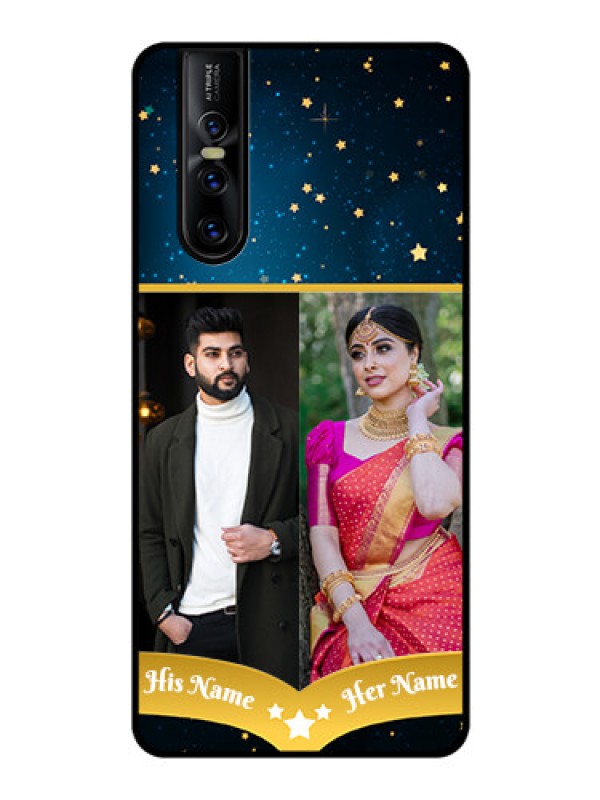 Custom Vivo V15 Pro Custom Glass Phone Case  - Galaxy Stars Backdrop Design