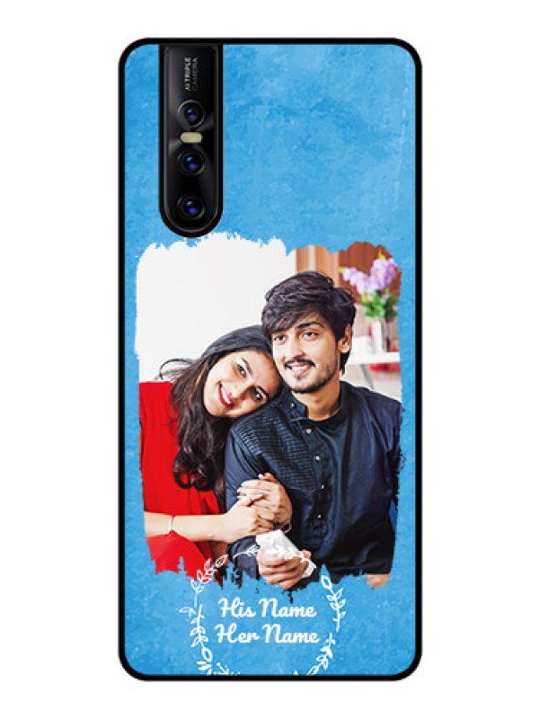 Custom Vivo V15 Pro Custom Glass Phone Case - Blue Color Vintage Design
