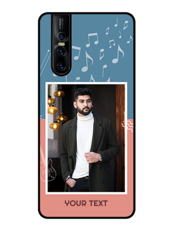 Custom Vivo V15 Pro Photo Printing on Glass Case  - with Color Musical Note Design