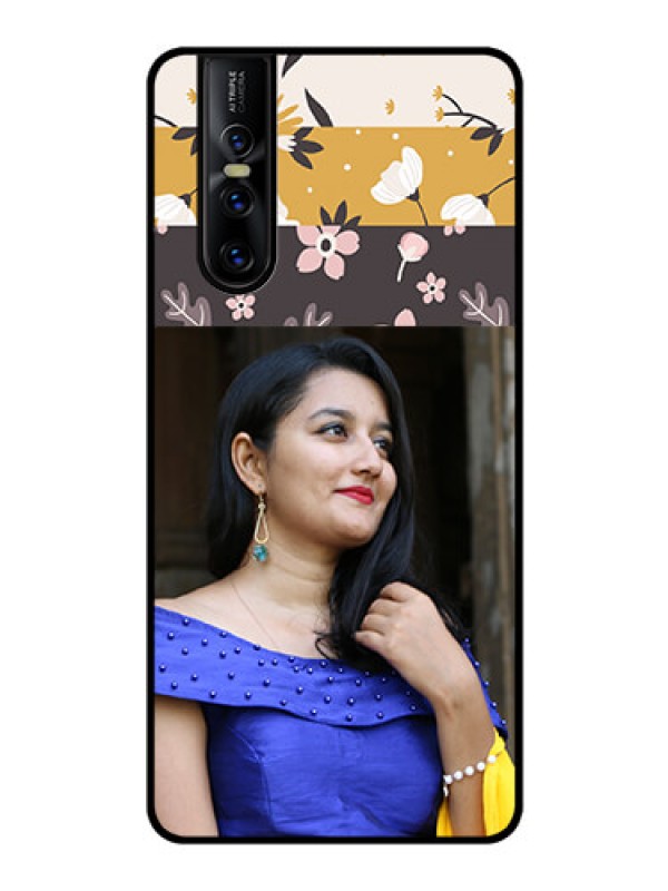 Custom Vivo V15 Pro Custom Glass Phone Case  - Stylish Floral Design