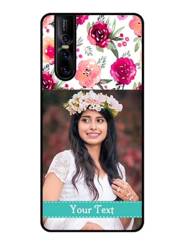 Custom Vivo V15 Pro Custom Glass Phone Case  - Watercolor Floral Design