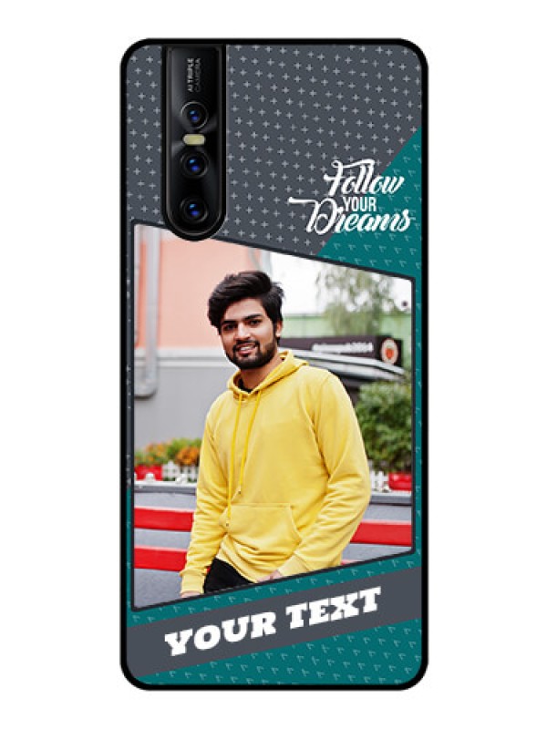Custom Vivo V15 Pro Personalized Glass Phone Case  - Background Pattern Design with Quote